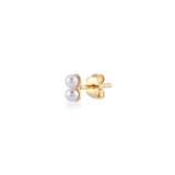 White Dreams, Duo, 14K Gold Earring (Sold INDIVIDUALLY)