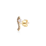 White Dreams, River, 14K Gold Earring (Sold INDIVIDUALLY)