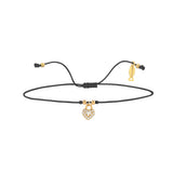 Mini Heart Lock, 14K Gold Bracelet With String