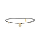 Mini Heart Lock, 14K Gold Anklet (String)