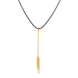 Feather, 14K Gold Necklace (String)