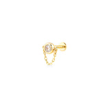 Glint (3mm) With Chain, 14K Gold Piercing (Sold INDIVIDUALLY)