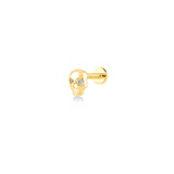 Skul With Shiny Eye, 14K Gold Piercing (Sold INDIVIDUALLY)