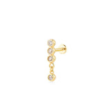 Glint Line (3x2mm) With Hanging Glint, 14K Gold Piercing (Sold INDIVIDUALLY)