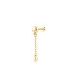 Bubble (4mm) With Hanging Bubble, 14K Gold Piercing (Sold INDIVIDUALLY)