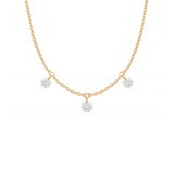 Shining Dots (With 3 Stone), 14K Gold Necklace