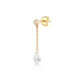 Shining Pear, 14K Gold Earring (Sold INDIVIDUALLY)