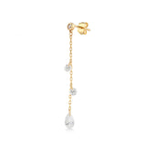 Shining Pear, 14K Gold Earring (Sold INDIVIDUALLY)