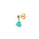 Shining Heart, 14K Gold Earring (Sold INDIVIDUALLY)