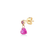 Shining Heart, 14K Gold Earring (Sold INDIVIDUALLY)