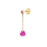 Shining Heart, 14K Gold Earring (Sold INDIVIDUALLY)