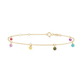 Shining Dots (With 6 Stone) , 14K Gold Bracelet