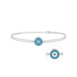 Clover Jewel Eye, Sterling Silver Bracelet