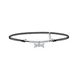 Tailed Mini Bow, Sterling Silver Anklet (String)