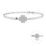 Heart Clover, Sterling Silver Bracelet