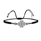 Heart Clover, Sterling Silver Bracelet (String)