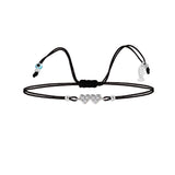 Twin Hearts, Sterling Silver Bracelet (String)