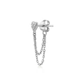 Tailed Mini Heart, Sterling Silver Earring (Sold INDIVIDUALLY)