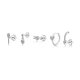 Heart, Sterling Silver Earrings Set