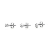 Solitaire, Sterling Silver Earrings Set