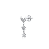Moon&Stars, Sterling Silver Earring (Sold INDIVIDUALLY)