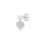 White Dreams, Heart, Sterling Silver Earring (Sold INDIVIDUALLY)