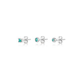 Solitaire, Sterling Silver Earrings Set