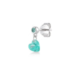 Shining Heart, Sterling Silver Earring (Sold INDIVIDUALLY)